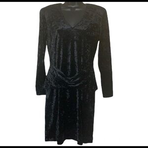 Vintage 🧚‍♀️black velvet long sleeve mini dress size L
